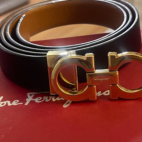 Ferragamo Gancini Slim Leather Belt - (L) main image 4